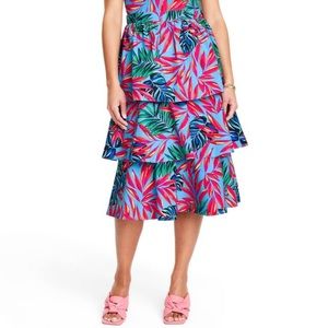 Tabitha Brown x Target Women's Tropical Print Tiered Midi Skirt (XS)- NWT